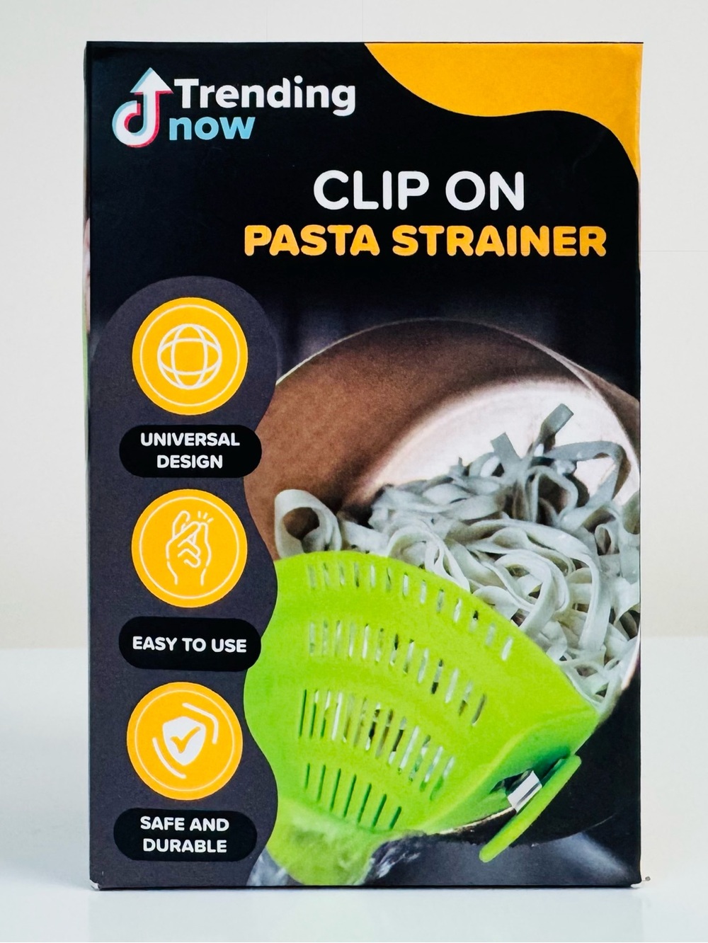Trending Now Clip-On Pasta Strainer Adjustable Colander Silicone Green NWT